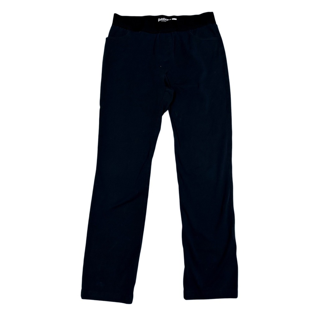 Betabrand Pants‎ Size Large Women's Black Elastic Waist  Crisp Cotton Twill Work